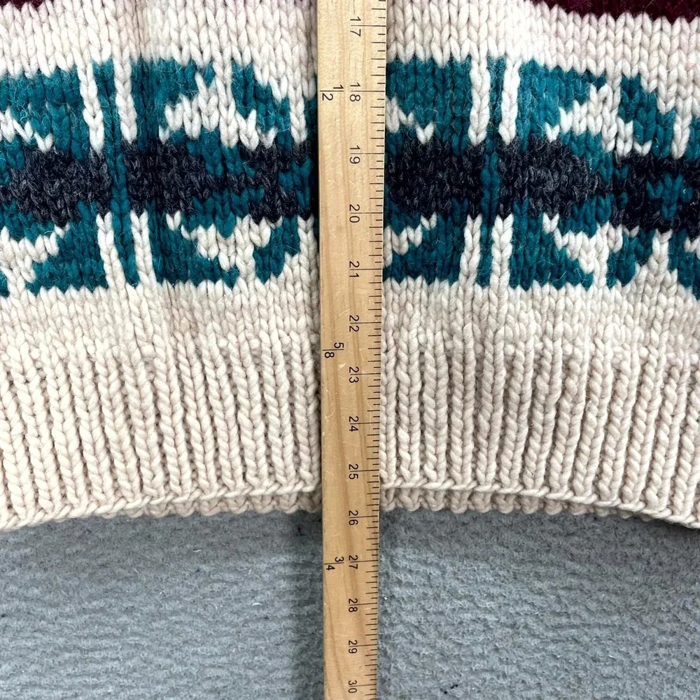 Artisanal Sweater Mens XL Multi Fair Isle Nordic Chunky Hand Knit‎ Drop Shoulder